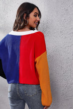 Load image into Gallery viewer, Color Block Ribbed Long Sleeve Cardigan