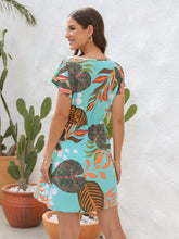 Load image into Gallery viewer, Drawstring Printed V-Neck Mini Dress
