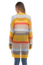 Load image into Gallery viewer, Color Block Openwork Long Sleeve Cardigan