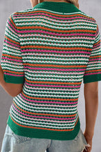 Load image into Gallery viewer, Openwork Striped Short Sleeve Knit Top