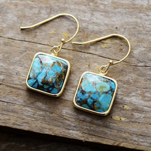 Load image into Gallery viewer, Square Copper Drop Earrings