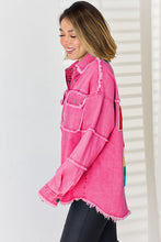 Load image into Gallery viewer, PEACE Raw Hem Dropped Shoulder Denim Top