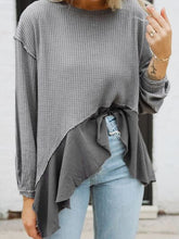 Load image into Gallery viewer, Waffle-Knit Round Neck Dropped Shoulder T-Shirt