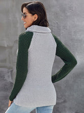 Load image into Gallery viewer, Contrast Decorative Button Turtleneck Sweater