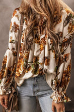 Load image into Gallery viewer, Printed Notched Long Sleeve Blouse