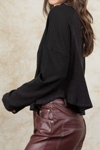 Load image into Gallery viewer, Ribbed Knit Henry Collar Loose Fitting Long Sleeve Top