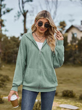 Load image into Gallery viewer, Zip Up Drawstring Long Sleeve Hooded Jacket