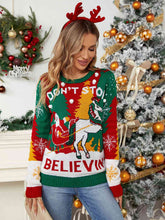 Load image into Gallery viewer, Don't Stop Believin' Round Neck Long Sleeve Sweater