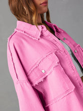 Load image into Gallery viewer, Dropped Shoulder Raw Hem Jacket