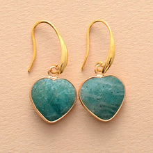 Load image into Gallery viewer, Natural Stone Heart Drop Earrings