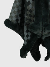 Load image into Gallery viewer, Checkered Faux Fur Trim Poncho