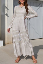 Load image into Gallery viewer, Striped Round Neck Long Sleeve Jumpsuit