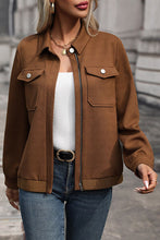 Load image into Gallery viewer, Textured Zip Up Collared Neck Jacket