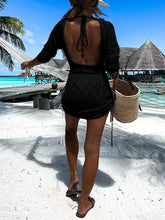 Load image into Gallery viewer, Backless Openwork Drawstring Round Neck Cover Up