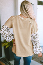 Load image into Gallery viewer, Waffle-Knit Balloon Sleeve Blouse