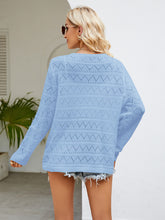 Load image into Gallery viewer, Round Neck Openwork Long Sleeve Knit Top