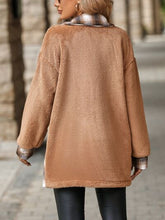 Load image into Gallery viewer, Plaid Contrast Dropped Shoulder Coat