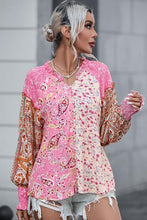 Load image into Gallery viewer, Printed Buttoned Lantern Sleeve Shirt