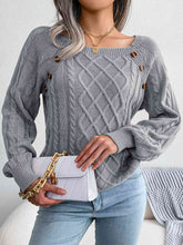 Load image into Gallery viewer, Decorative Button Cable-Knit Sweater