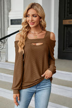 Load image into Gallery viewer, Cold Shoulder Square Neck Cutout Blouse
