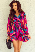 Load image into Gallery viewer, Printed Surplice Neck Tie Waist Dress
