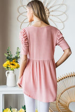 Load image into Gallery viewer, Heimish Full Size Waffle Knit V-Neck Babydoll Top