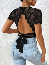 Load image into Gallery viewer, Lace Backless Round Neck Bodysuit