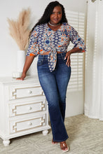 Load image into Gallery viewer, Double Take Tie Hem V-Neck Three-Quarter Sleeve Blouse