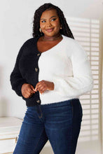 Load image into Gallery viewer, Woven Right Contrast Button-Front V-Neck Cardigan