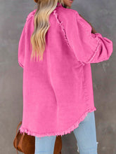 Load image into Gallery viewer, Button Down Raw Hem Denim Jacket