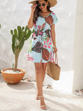 Load image into Gallery viewer, Drawstring Printed V-Neck Mini Dress