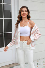 Load image into Gallery viewer, Button-Down Stripe &amp; Plaid Contrast Pattern Cardigan