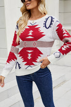 Load image into Gallery viewer, Printed Round Neck Long Sleeve Sweater