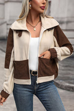 Load image into Gallery viewer, Color Block Zip Up Pocketed Jacket