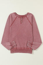 Load image into Gallery viewer, Half Button Round Neck Long Sleeve Sweatshirt