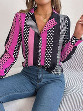 Load image into Gallery viewer, Polka Dot Contrast Long Sleeve Shirt