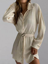 Load image into Gallery viewer, Button Up Dropped Shoulder Shirt Dress