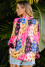 Load image into Gallery viewer, Printed Notched Long Sleeve Blouse