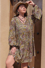 Load image into Gallery viewer, Plus Size Printed V-Neck Long Sleeve Midi Dress