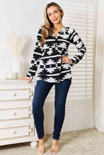 Load image into Gallery viewer, Heimish Full Size Geometric Notched Neck Long Sleeve Top