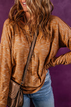 Load image into Gallery viewer, Half Button Dropped Shoulder Long Sleeve T-Shirt
