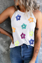 Load image into Gallery viewer, Sequin Flower Grecian Neck Tank