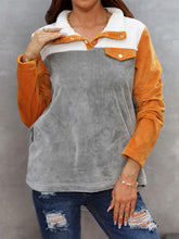 Load image into Gallery viewer, Color Block Collared Sweatshirt with Pockets