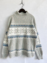Load image into Gallery viewer, Geometric Mock Neck Dropped Shoulder Sweater