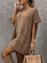 Load image into Gallery viewer, Short Sleeve Sweater Dress with Pockets