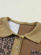 Load image into Gallery viewer, Half Button Leopard Collared Neck Blouse
