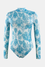 Load image into Gallery viewer, Printed Mock Neck Long Sleeve One-Piece Swimwear
