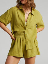 Load image into Gallery viewer, Texture Button Up Shirt and Shorts Set