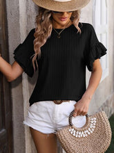 Load image into Gallery viewer, Ruffled Round Neck Short Sleeve Blouse