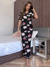 Load image into Gallery viewer, Floral Short Sleeve Shirt and Pants Lounge Set
